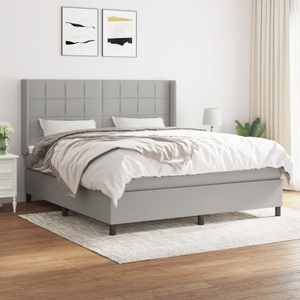 vidaXL, vidaXL Boxspringbett mit Matratze Hellgrau 160x200 cm Stoff, vidaXL Boxspringbett mit Matratze Hellgrau 160x200 cm Stoff