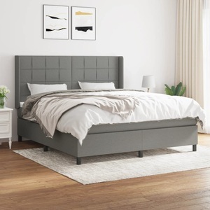 vidaXL, vidaXL Boxspringbett mit Matratze Dunkelgrau 160x200 cm Stoff, vidaXL Boxspringbett mit Matratze Dunkelgrau 160x200 cm Stoff