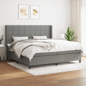 vidaXL, vidaXL Boxspringbett mit Matratze Dunkelgrau 200x200 cm Stoff, vidaXL Boxspringbett mit Matratze Dunkelgrau 200x200 cm Stoff