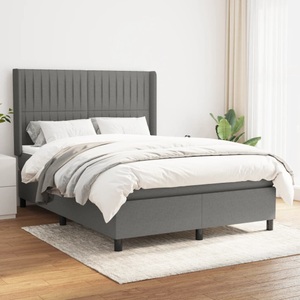 vidaXL, vidaXL Boxspringbett mit Matratze Dunkelgrau 140x200 cm Stoff, vidaXL Boxspringbett mit Matratze Dunkelgrau 140x200 cm Stoff