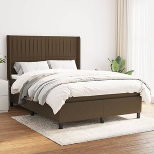 vidaXL, vidaXL Boxspringbett mit Matratze Dunkelbraun 140x200 cm Stoff