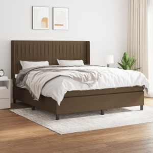 vidaXL, vidaXL Boxspringbett mit Matratze Dunkelbraun 160x200 cm Stoff