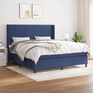 vidaXL, vidaXL Boxspringbett mit Matratze Blau 160x200 cm Stoff