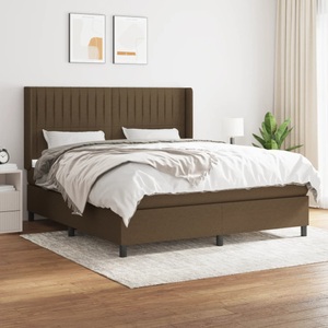 vidaXL, vidaXL Boxspringbett mit Matratze Dunkelbraun 180x200 cm Stoff
