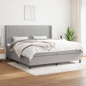 vidaXL, vidaXL Boxspringbett mit Matratze Hellgrau 200x200 cm Stoff