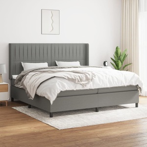 vidaXL, vidaXL Boxspringbett mit Matratze Dunkelgrau 200x200 cm Stoff