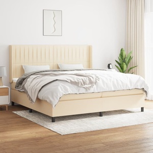 vidaXL, vidaXL Boxspringbett mit Matratze Creme 200x200 cm Stoff