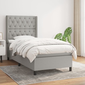 vidaXL, vidaXL Boxspringbett mit Matratze Hellgrau 80x200 cm Stoff