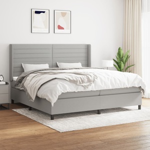 vidaXL, vidaXL Boxspringbett mit Matratze Hellgrau 200x200 cm Stoff, vidaXL Boxspringbett mit Matratze Hellgrau 200x200 cm Stoff