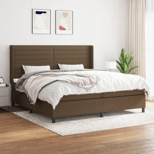 vidaXL, vidaXL Boxspringbett mit Matratze Dunkelbraun 200x200 cm Stoff