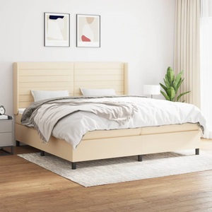 vidaXL, vidaXL Boxspringbett mit Matratze Creme 200x200 cm Stoff