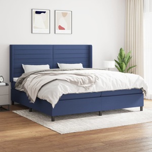 vidaXL, vidaXL Boxspringbett mit Matratze Blau 200x200 cm Stoff