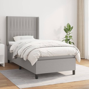 vidaXL, vidaXL Boxspringbett mit Matratze Hellgrau 80x200 cm Stoff