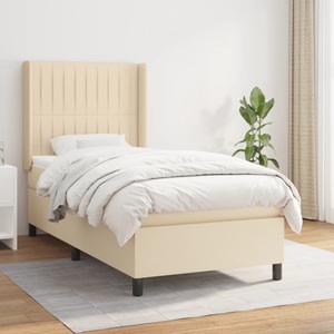 vidaXL, vidaXL Boxspringbett mit Matratze Creme 90x190 cm Stoff