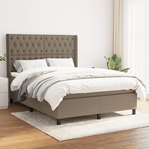 vidaXL, vidaXL Boxspringbett mit Matratze Taupe 140x200 cm Stoff