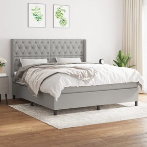 vidaXL, vidaXL Boxspringbett mit Matratze Hellgrau 160x200 cm Stoff, vidaXL Boxspringbett mit Matratze Hellgrau 160x200 cm Stoff