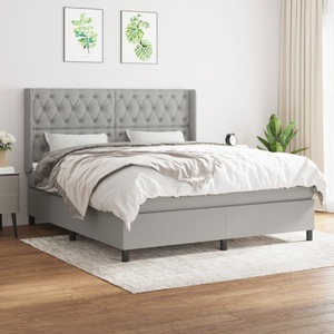 vidaXL, vidaXL Boxspringbett mit Matratze Hellgrau 160x200 cm Stoff