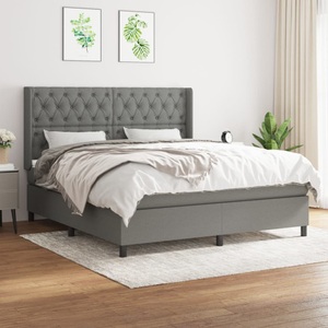 vidaXL, vidaXL Boxspringbett mit Matratze Dunkelgrau 160x200 cm Stoff