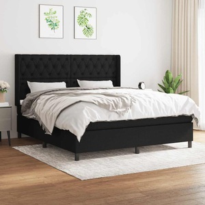 vidaXL, vidaXL Boxspringbett mit Matratze Schwarz 160x200 cm Stoff
