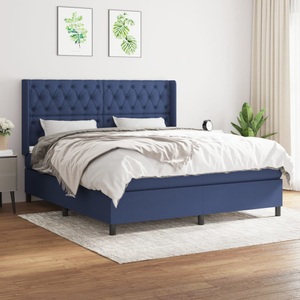 vidaXL, vidaXL Boxspringbett mit Matratze Blau 160x200 cm Stoff