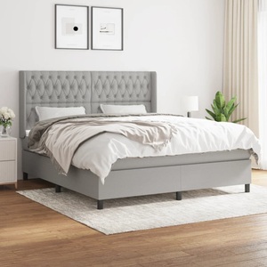 vidaXL, vidaXL Boxspringbett mit Matratze Hellgrau 180x200 cm Stoff