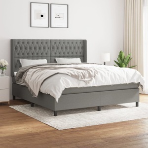 vidaXL, vidaXL Boxspringbett mit Matratze Dunkelgrau 180x200 cm Stoff, vidaXL Boxspringbett mit Matratze Dunkelgrau 180x200 cm Stoff