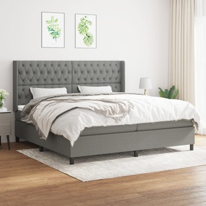 vidaXL, vidaXL Boxspringbett mit Matratze Dunkelgrau 200x200 cm Stoff
