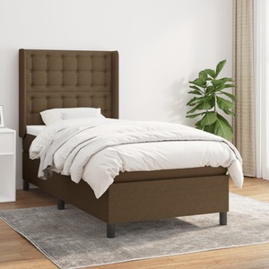 vidaXL, vidaXL Boxspringbett mit Matratze Dunkelbraun 90x200 cm Stoff