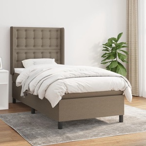 vidaXL, vidaXL Boxspringbett mit Matratze Taupe 90x200 cm Stoff, vidaXL Boxspringbett mit Matratze Taupe 90x200 cm Stoff
