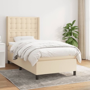vidaXL, vidaXL Boxspringbett mit Matratze Creme 90x200 cm Stoff