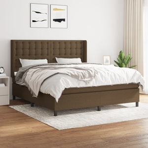 vidaXL, vidaXL Boxspringbett mit Matratze Dunkelbraun 180x200 cm Stoff, vidaXL Boxspringbett mit Matratze Dunkelbraun 180x200 cm Stoff