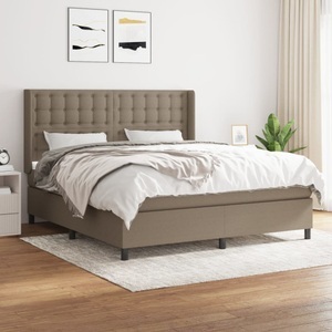 vidaXL, vidaXL Boxspringbett mit Matratze Taupe 180x200 cm Stoff, vidaXL Boxspringbett mit Matratze Taupe 180x200 cm Stoff