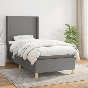 vidaXL, vidaXL Boxspringbett mit Matratze Dunkelgrau 90x190 cm Stoff, vidaXL Boxspringbett mit Matratze Dunkelgrau 90x190 cm Stoff
