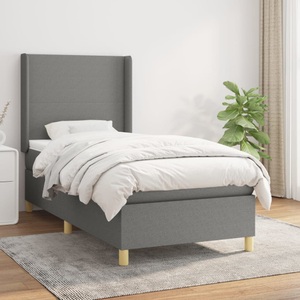 vidaXL, vidaXL Boxspringbett mit Matratze Dunkelgrau 90x200 cm Stoff, vidaXL Boxspringbett mit Matratze Dunkelgrau 90x200 cm Stoff