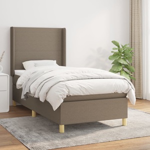 vidaXL, vidaXL Boxspringbett mit Matratze Taupe 90x200 cm Stoff, vidaXL Boxspringbett mit Matratze Taupe 90x200 cm Stoff