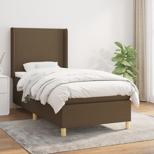 vidaXL, vidaXL Boxspringbett mit Matratze Dunkelbraun 100x200 cm Stoff, vidaXL Boxspringbett mit Matratze Dunkelbraun 100x200 cm Stoff