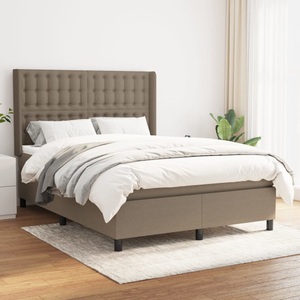 vidaXL, vidaXL Boxspringbett mit Matratze Taupe 140x200 cm Stoff