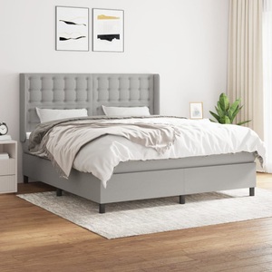 vidaXL, vidaXL Boxspringbett mit Matratze Hellgrau 160x200 cm Stoff