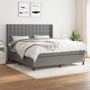 vidaXL, vidaXL Boxspringbett mit Matratze Dunkelgrau 160x200 cm Stoff