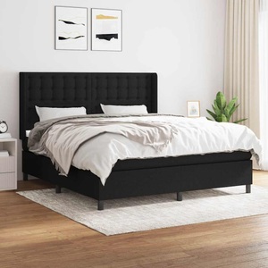 vidaXL, vidaXL Boxspringbett mit Matratze Schwarz 160x200 cm Stoff