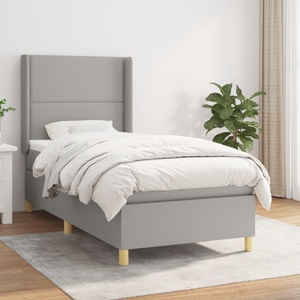 vidaXL, vidaXL Boxspringbett mit Matratze Hellgrau 90x200 cm Stoff