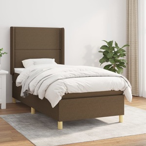 vidaXL, vidaXL Boxspringbett mit Matratze Dunkelbraun 100x200 cm Stoff, vidaXL Boxspringbett mit Matratze Dunkelbraun 100x200 cm Stoff