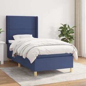 vidaXL, vidaXL Boxspringbett mit Matratze Blau 100x200 cm Stoff