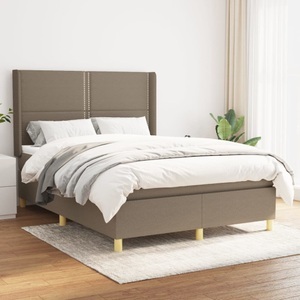 vidaXL, vidaXL Boxspringbett mit Matratze Taupe 140x200 cm Stoff, vidaXL Boxspringbett mit Matratze Taupe 140x200 cm Stoff