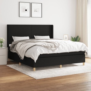 vidaXL, vidaXL Boxspringbett mit Matratze Schwarz 160x200 cm Stoff, vidaXL Boxspringbett mit Matratze Schwarz 160x200 cm Stoff