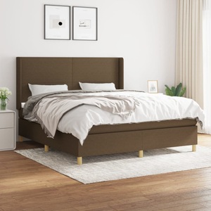 vidaXL, vidaXL Boxspringbett mit Matratze Dunkelbraun 160x200 cm Stoff, vidaXL Boxspringbett mit Matratze Dunkelbraun 160x200 cm Stoff
