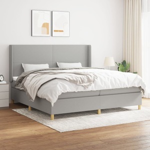 vidaXL, vidaXL Boxspringbett mit Matratze Hellgrau 200x200 cm Stoff, vidaXL Boxspringbett mit Matratze Hellgrau 200x200 cm Stoff