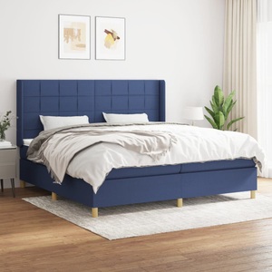 vidaXL, vidaXL Boxspringbett mit Matratze Blau 200x200 cm Stoff