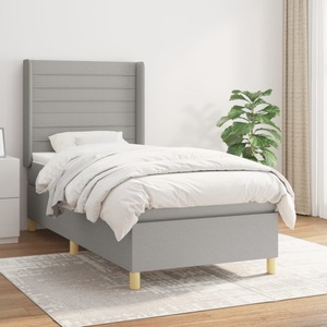 vidaXL, vidaXL Boxspringbett mit Matratze Hellgrau 80x200 cm Stoff, vidaXL Boxspringbett mit Matratze Hellgrau 80x200 cm Stoff