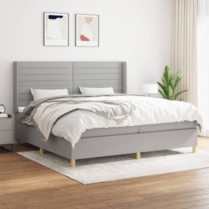 vidaXL, vidaXL Boxspringbett mit Matratze Hellgrau 200x200 cm Stoff